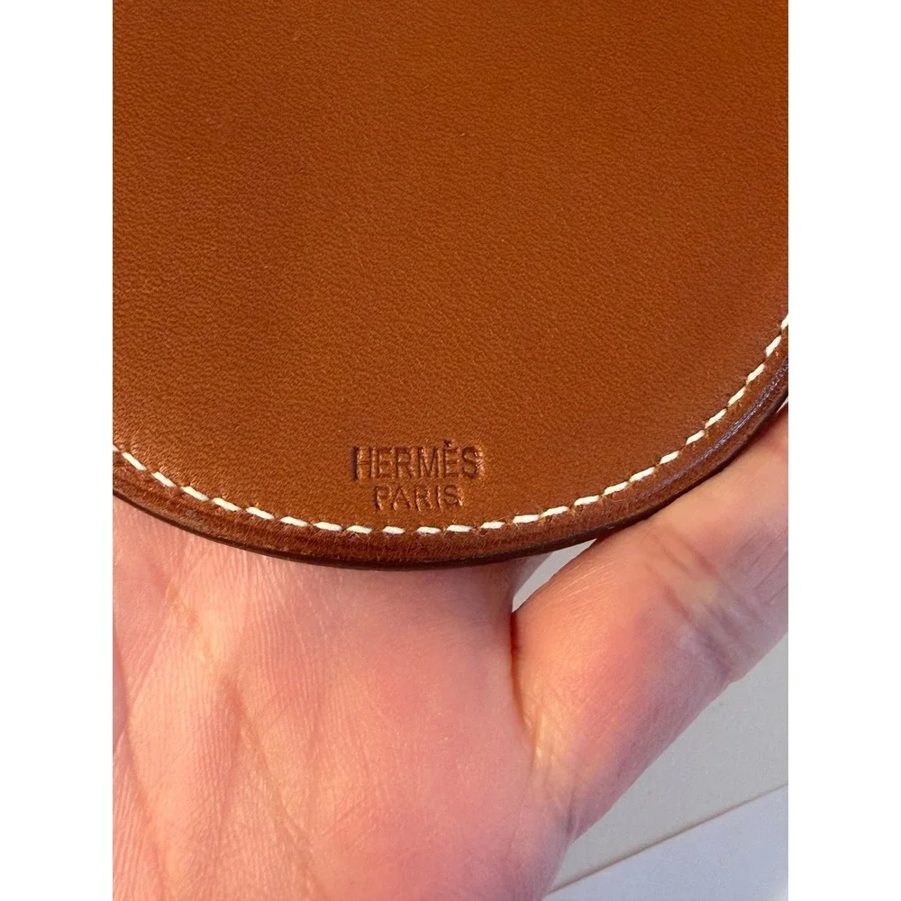 Hermes‎ In-the-Loop Phone Holder Brown Leather Neck Strap Case Made in France